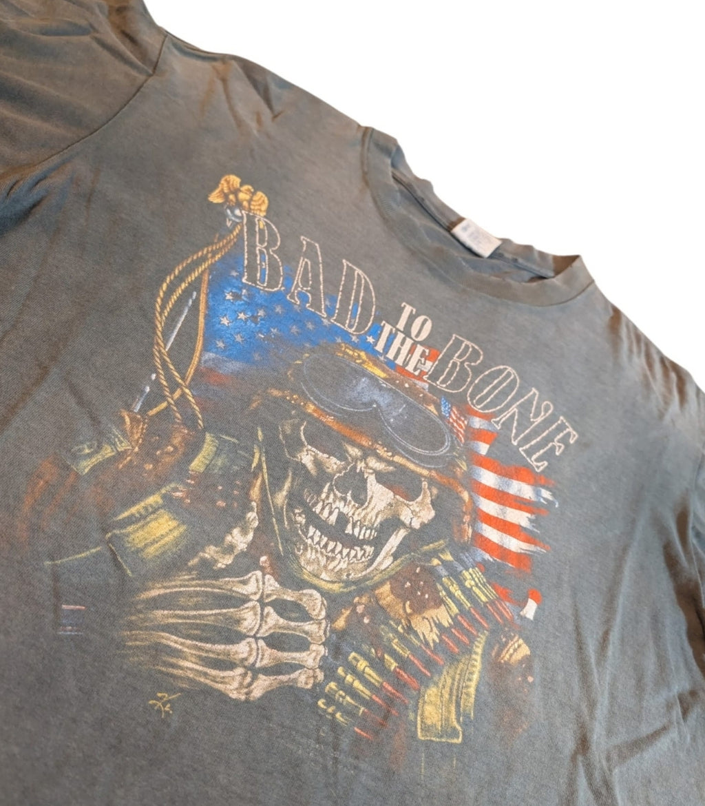 1992 3D emblem "Bad to the bone" usmc t-shirt - Size Large