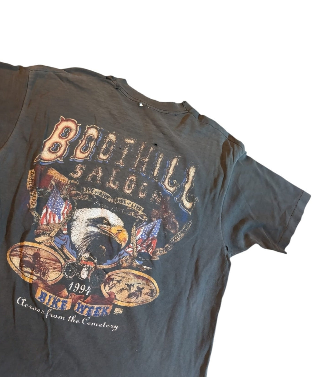 1994 Boot hill saloon biker Distressed and faded t-shirt - Size XL