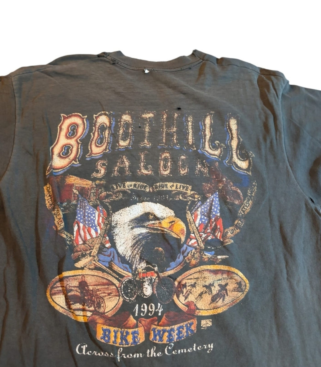 1994 Boot hill saloon biker Distressed and faded t-shirt - Size XL