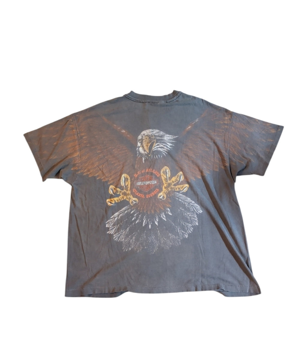 90s Harley Davidson eagle AOP Faded and distressed t-shirt - SIze XL