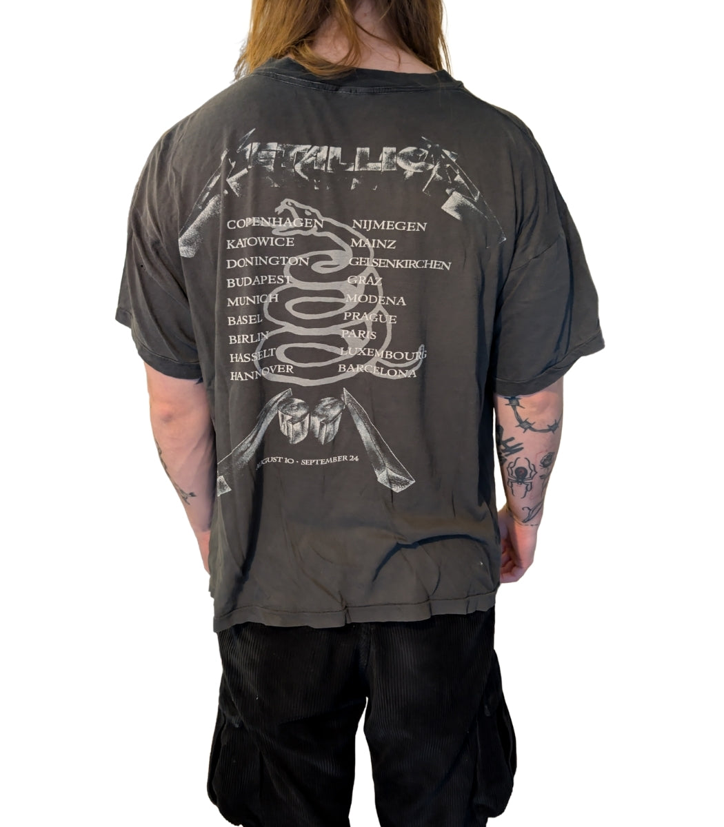 1991–1997 Metallica “4 Face” Vintage Tour T-Shirt – Size L