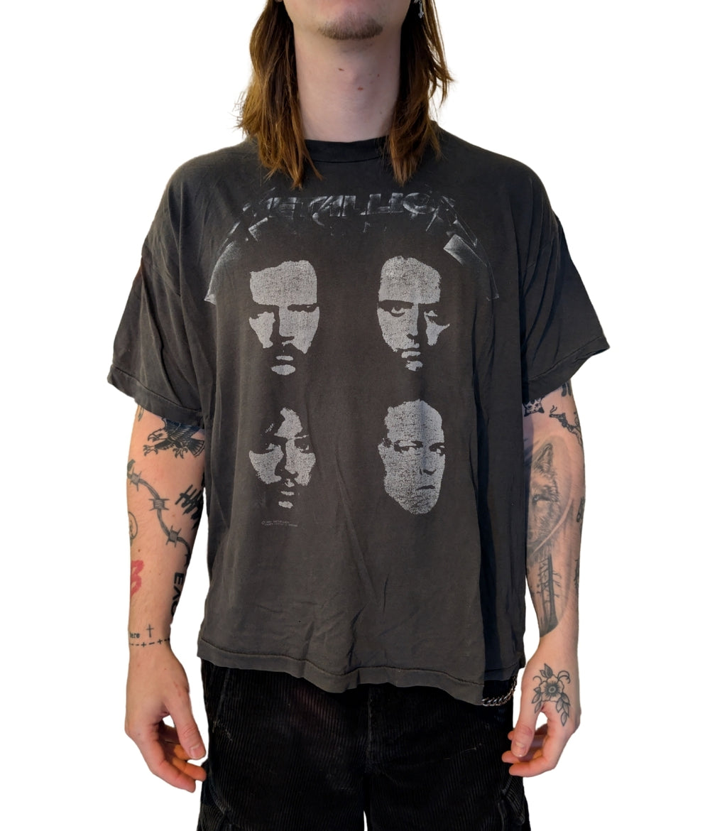 1991–1997 Metallica “4 Face” Vintage Tour T-Shirt – Size L