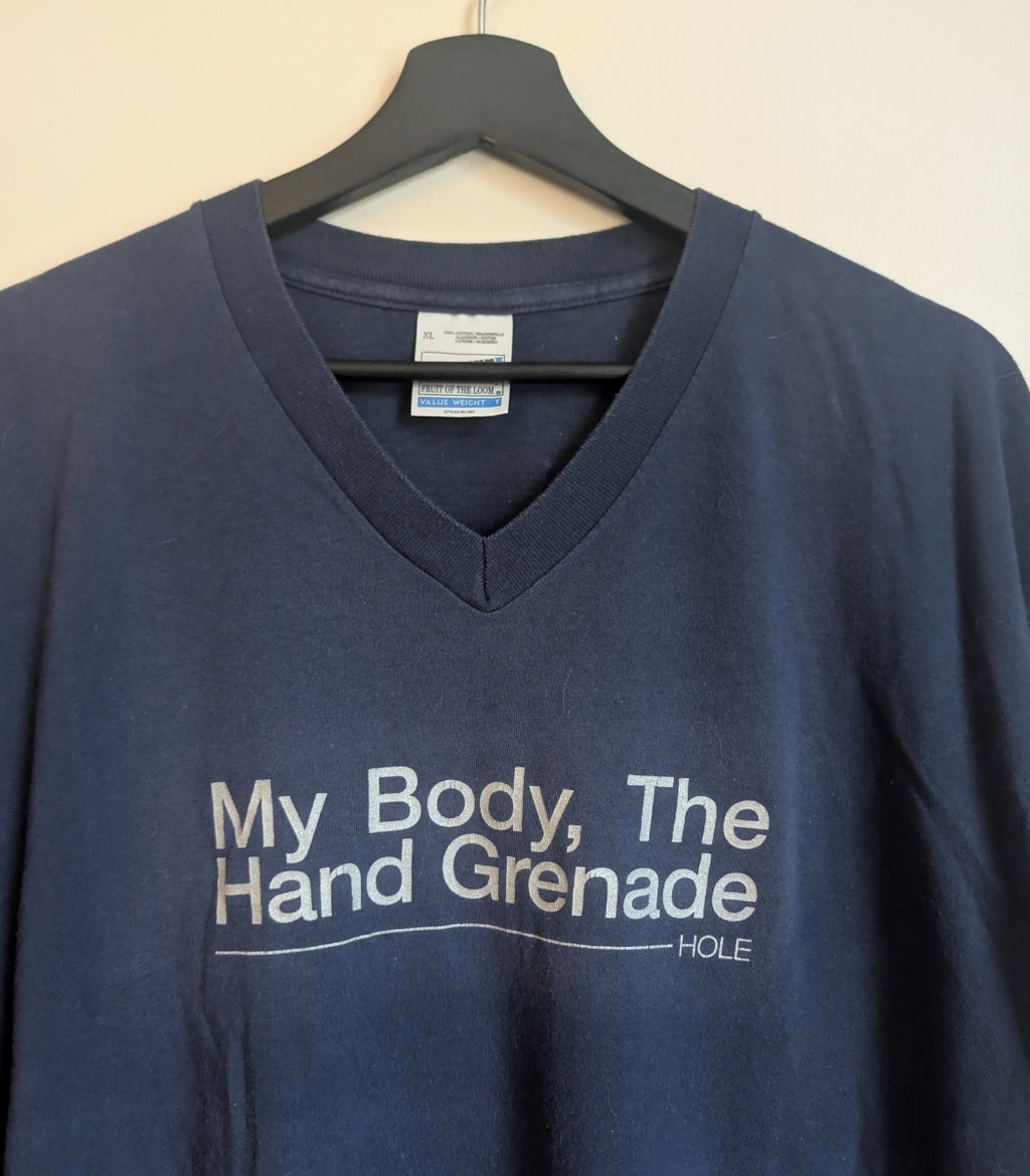 90s Hole “My Body, The Hand Grenade” V-Neck T-Shirt – Size XL (Screen Stars Tag)