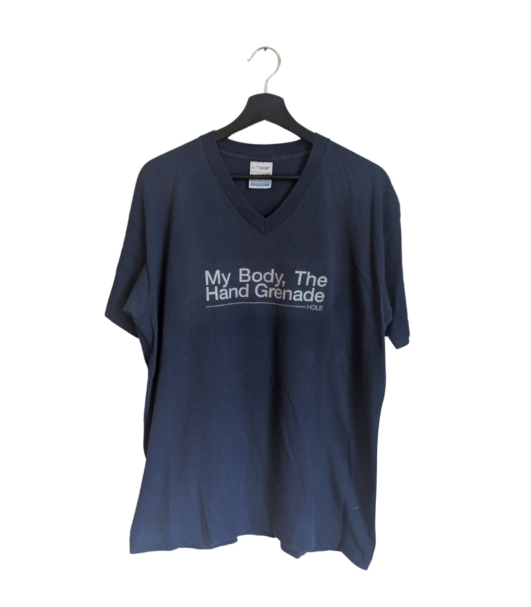 90s Hole “My Body, The Hand Grenade” V-Neck T-Shirt – Size XL (Screen Stars Tag)