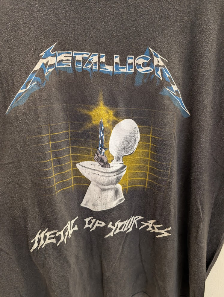 1980s Metallica – “Metal In Your Ass” Heavy Metal T-Shirt – Size XL